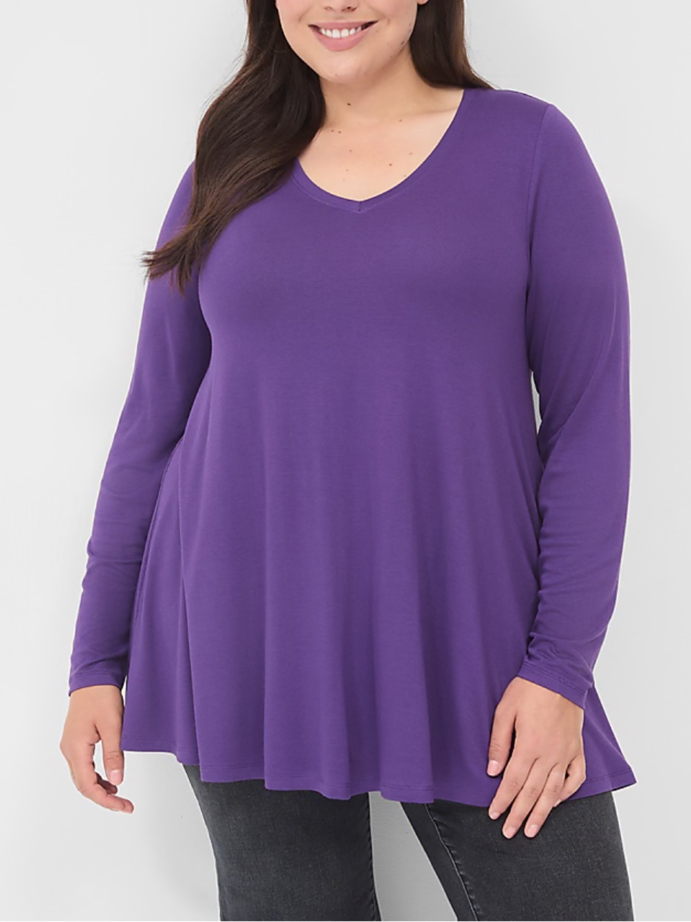 Lane Bryant Swing Long-Sleeve V-Neck Tee Purple 22/24 NWT